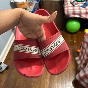 Calvin Klein Kids Bright Red Slide Sandals